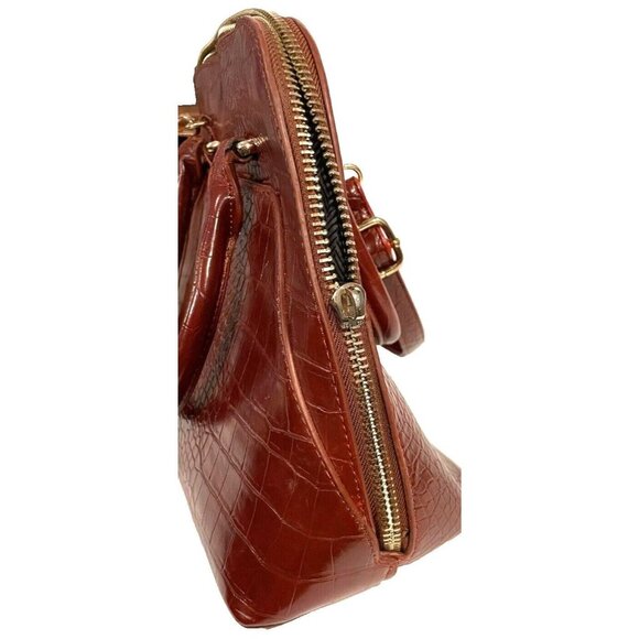 Miztique large shoulder crossbody carry-on bag tote oxblood crocodile embossed z - Picture 4 of 10